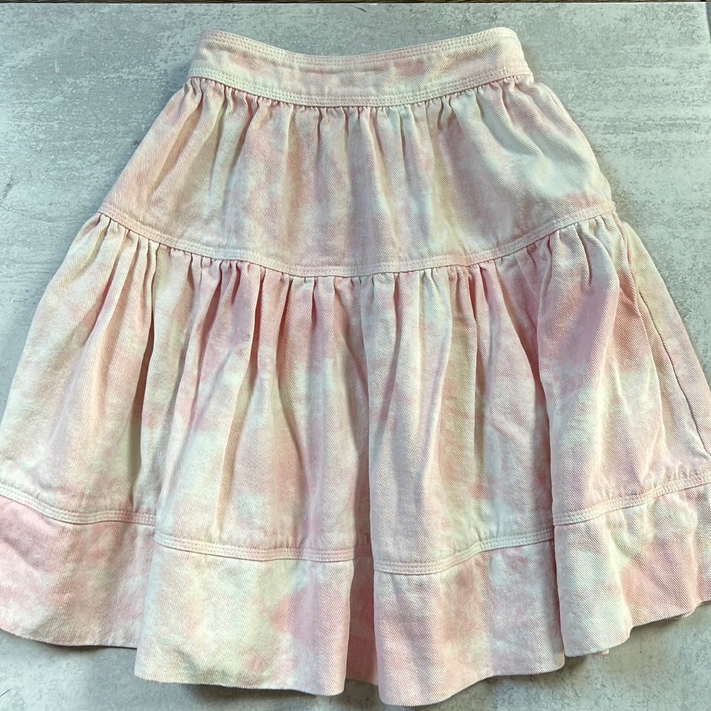 Petite Amalie girls pink tie dye denim skirt sz 6
